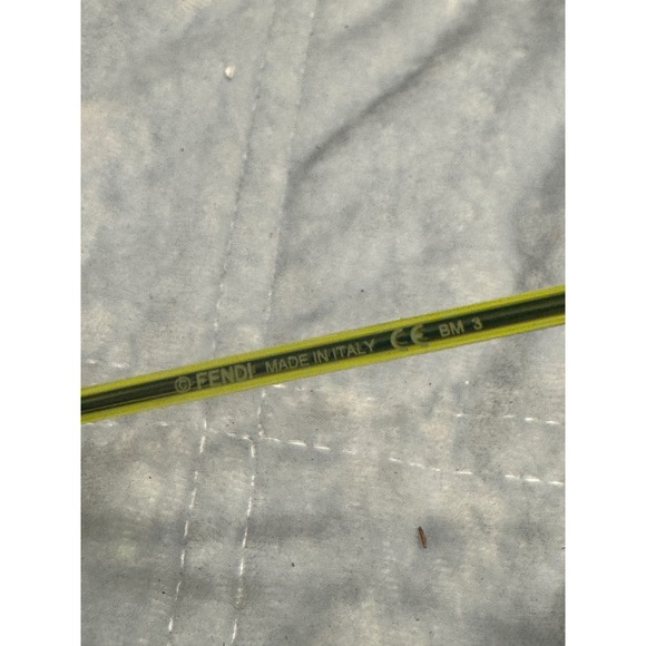 Fendi Sunglasses Black Frame Gold Brow Bar Neon Green Accents Designer Italy - Picture 3 of 6